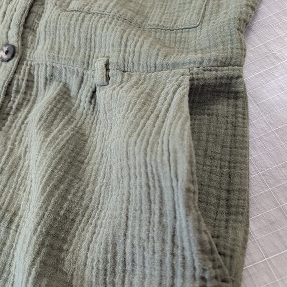 Madewell casual olive-green double gauze button down romper, size small - Picture 4 of 6
